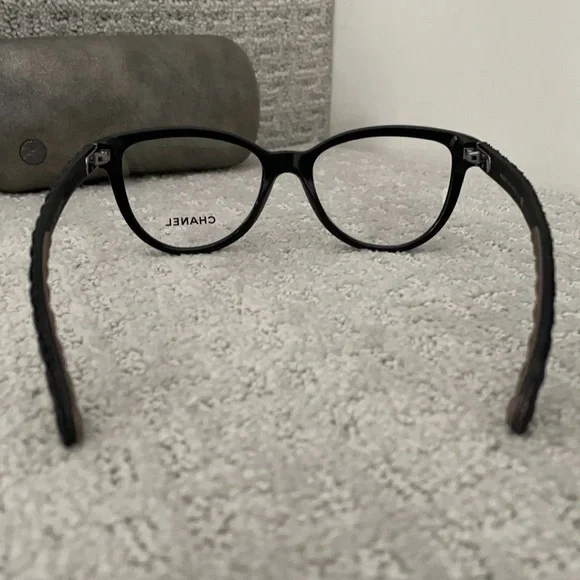New, Chanel Black Cat Eye Glasses Style 3335, Quilted Arms with Case - Picture 10 of 12